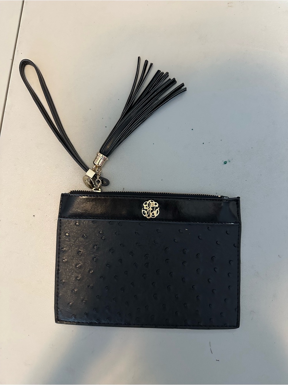 Black Wristlet Pouch with Tassel